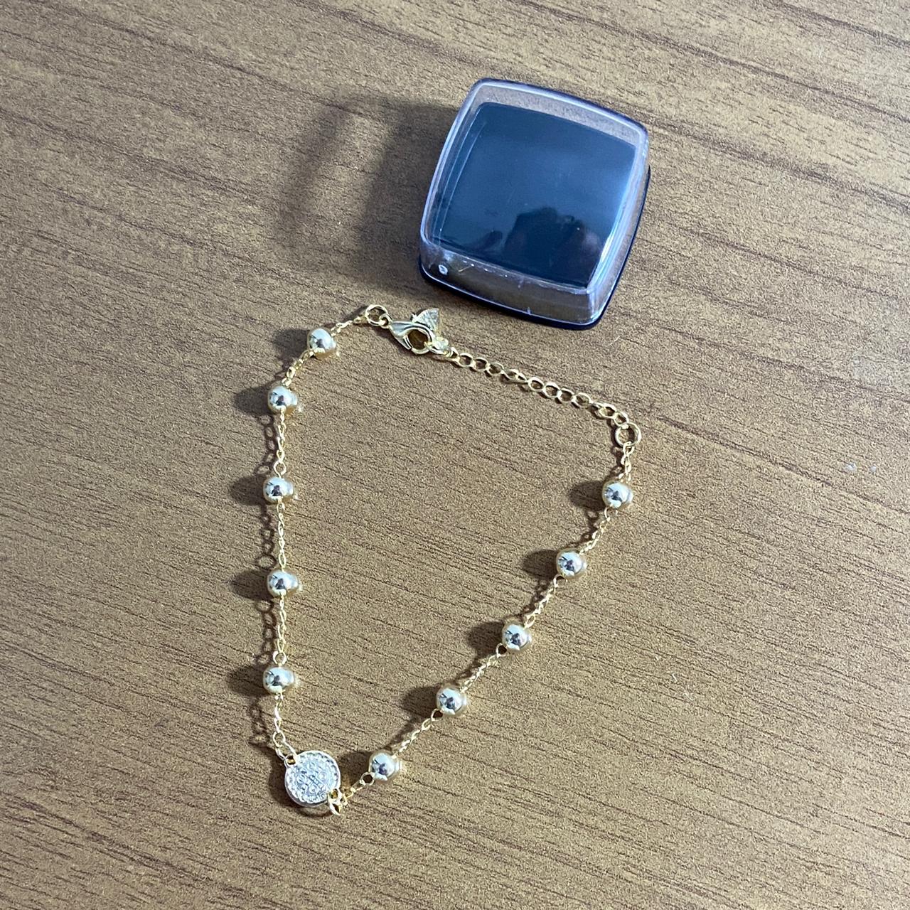 PULSEIRA DOURADA MEDALHA SÃO BENTO MOD2 (6 UNIDADES)