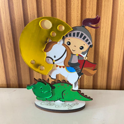 IMAGEM MDF INFANTIL  COM ACRÍLICO SÃO JORGE 13CM (1 UNIDADE)