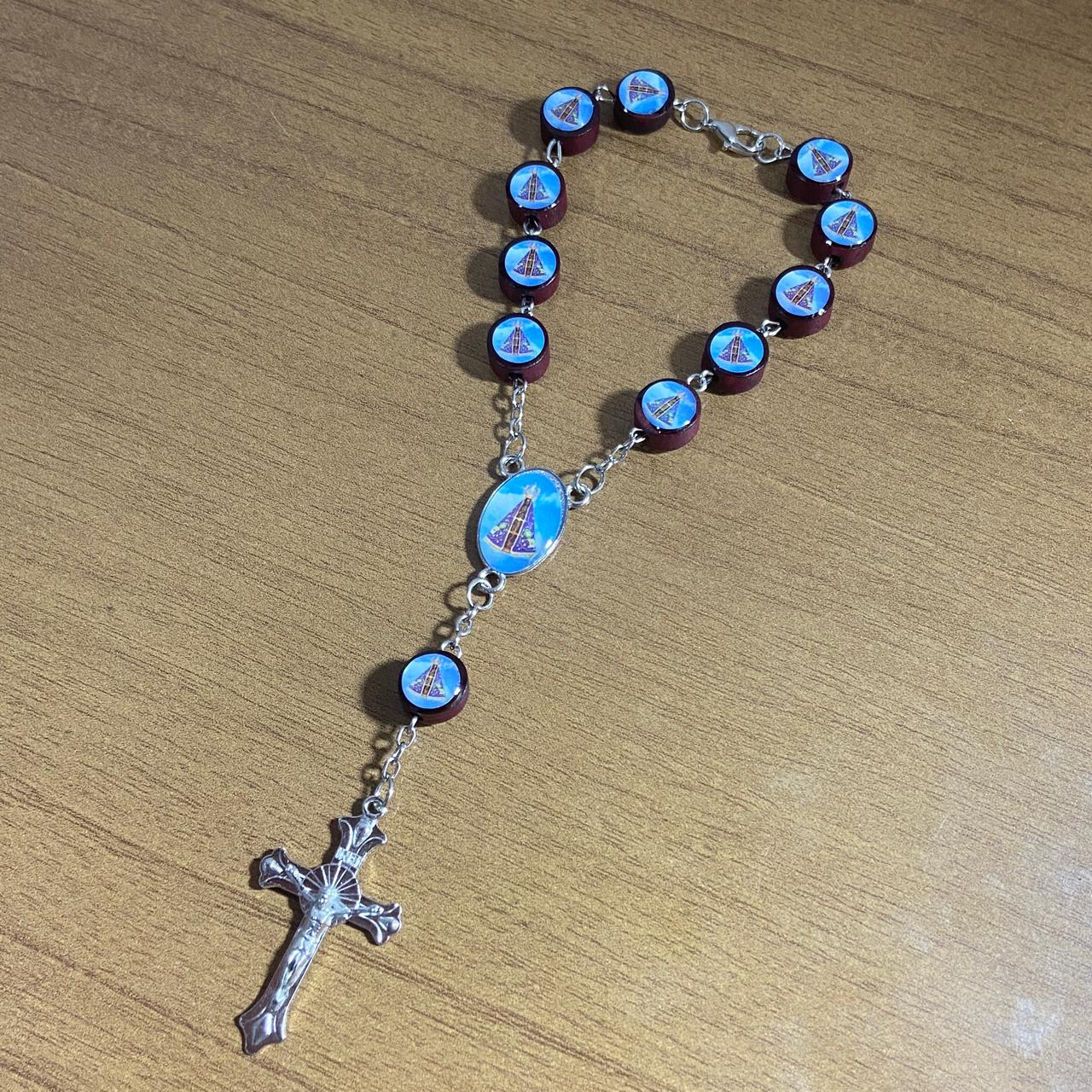 DEZENA PARA CARRO MADEIRA NOSSA SENHORA APARECIDA  10MM (6 UNIDADES)