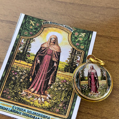 MEDALHA DUPLA FACE NOSSA SENHORA DAS LÁGRIMAS (12 UNIDADES)