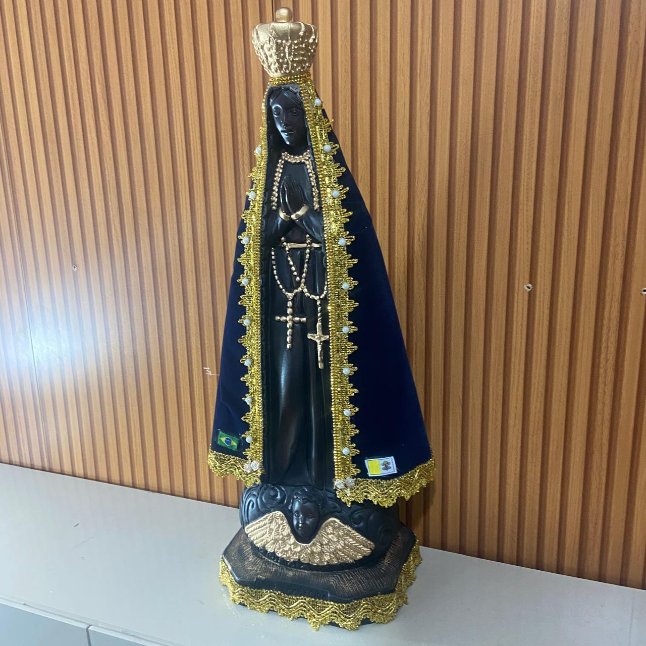 IMAGEM DE GESSO NOSSA SENHORA APARECIDA COM MANTO 65CM MOD1 (1 UNIDADE)