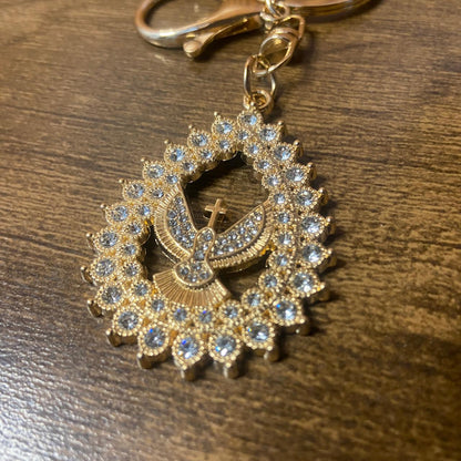 CHAVEIRO LUXO DIVINO ESPÍRITO SANTO GOTA COM STRASS  (6 UNIDADES)