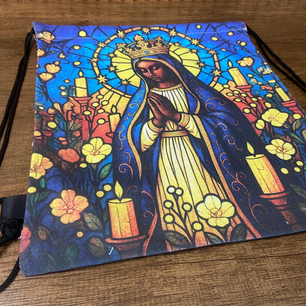 MOCHILA SACO NOSSA SENHORA APARECIDA 39,5x35,5CM  - MOD3 (1 UNIDADE)