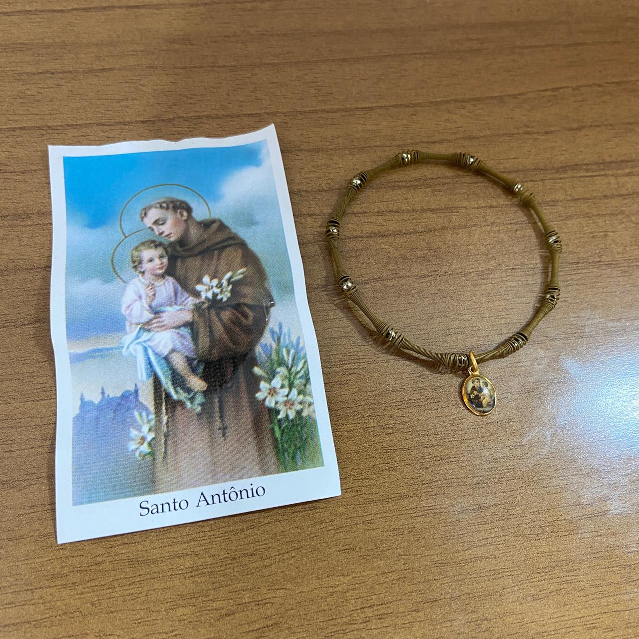 PULSEIRA DE MOLA COM MEDALHA SANTO ANTÔNIO  (3 UNIDADES)