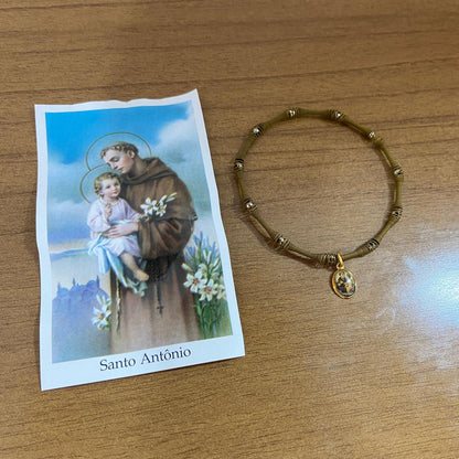 PULSEIRA DE MOLA COM MEDALHA SANTO ANTÔNIO  (3 UNIDADES)