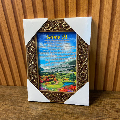 QUADRO COM MOLDURA RESINADO SALMO 91 - MOD1 20,5X15,5 (1 UNIDADE)