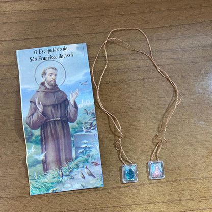 ESCAPULÁRIO CORDINHA SÃO FRANCISCO E SAGRADO CORAÇÃO DE JESUS (12 UNIDADES)