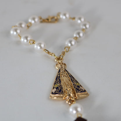 DEZENA PARA CARRO NOSSA SENHORA APARECIDA PEROLA 08MM (6 UNIDADES)