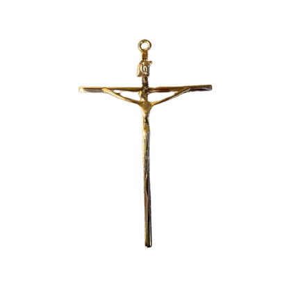 CRUCIFIXO DE PAREDE METAL DOURADO (01 UNIDADE)
