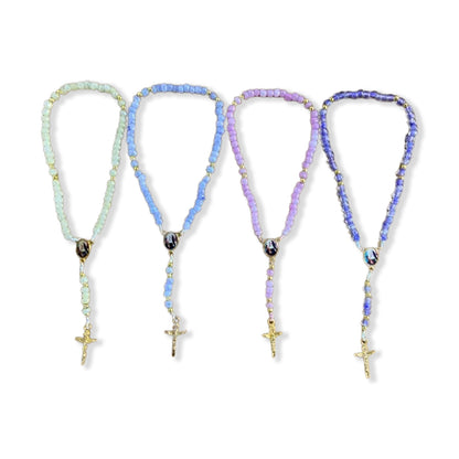 TERÇO MIÇANGA SANTA RITA DE CÁSSIA CORES SORTIDAS 4MM (3 UNIDADES)