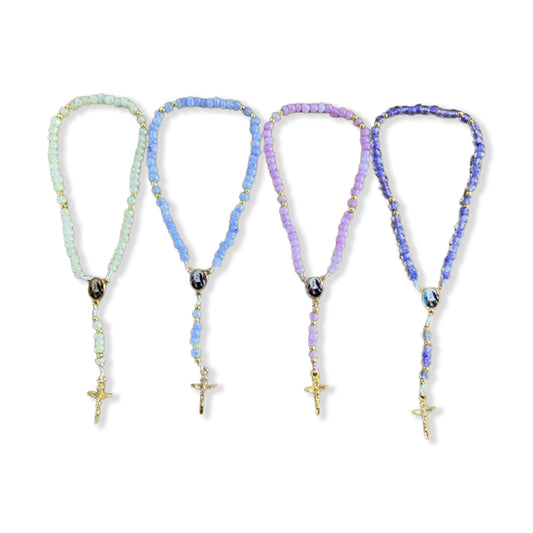 TERÇO MIÇANGA SANTA RITA DE CÁSSIA CORES SORTIDAS 4MM (3 UNIDADES)