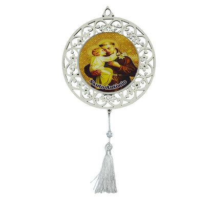 MANDALA MDF BRANCA RESINADA SANTO ANTÔNIO 25CM (1 UNIDADE)