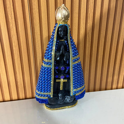 IMAGEM DE GESSO NOSSA SENHORA APARECIDA PÉROLA AZUL 30CM (1 UNIDADE)