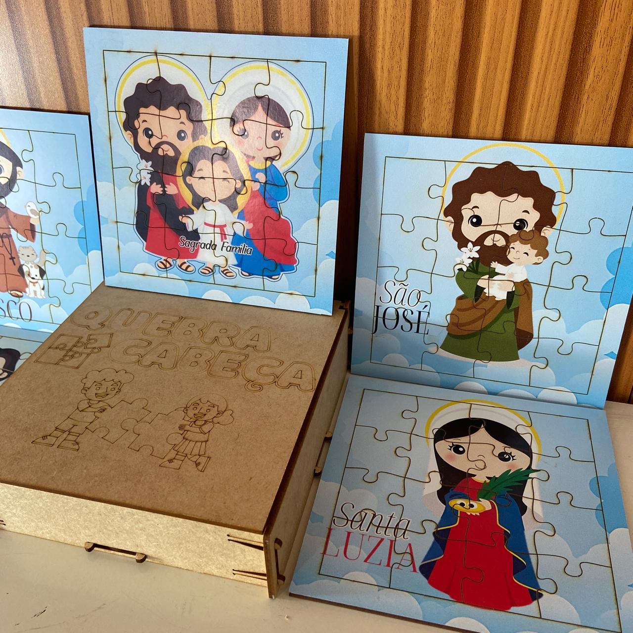 KIT QUEBRA CABEÇA INFANTIL MDF SANTOS SORTIDOS MOD3 (5 UNIDADE)