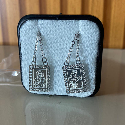 ESCAPULÁRIO INOX DETALHADO SAGRADO CORAÇÃO DE JESUS E NOSSA SENHORA DO CARMO MOD2 (6 UNIDADES)