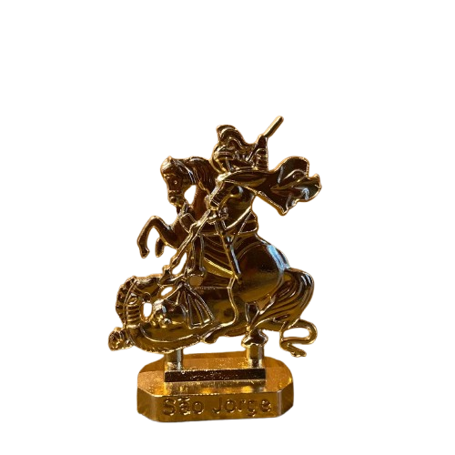 IMAGEM SÃO JORGE DOURADO PARA CARRO (12 UNIDADES)