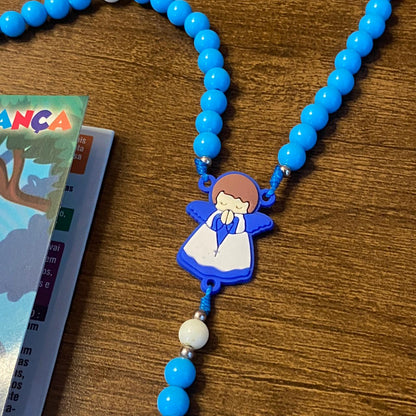 TERÇO DA CRIANÇA ANJO DA GUARDA AZUL 08MM (1 UNIDADE)