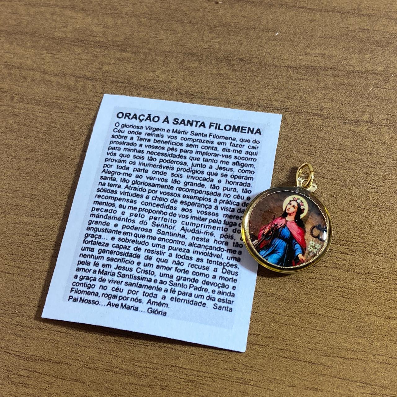 MEDALHA DUPLA FACE SANTA FILOMENA (12 UNIDADES)