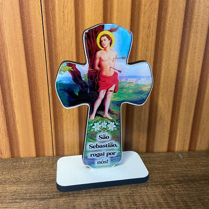 IMAGEM DE MESA MDF CRUZ RESINADA SÃO SEBASTIÃO (1 UNIDADE)