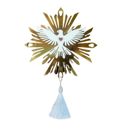 MANDALA MDF  DIVINO ESPÍRITO SANTO DOURADA 20X20CM (1 UNIDADE)