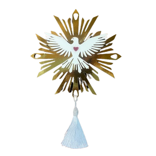 MANDALA MDF  DIVINO ESPÍRITO SANTO DOURADA 20X20CM (1 UNIDADE)