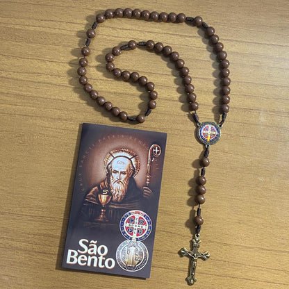 TERÇO PÉROLA MARROM CAMPISTA MEDALHA SÃO BENTO 10MM (1 UNIDADE)