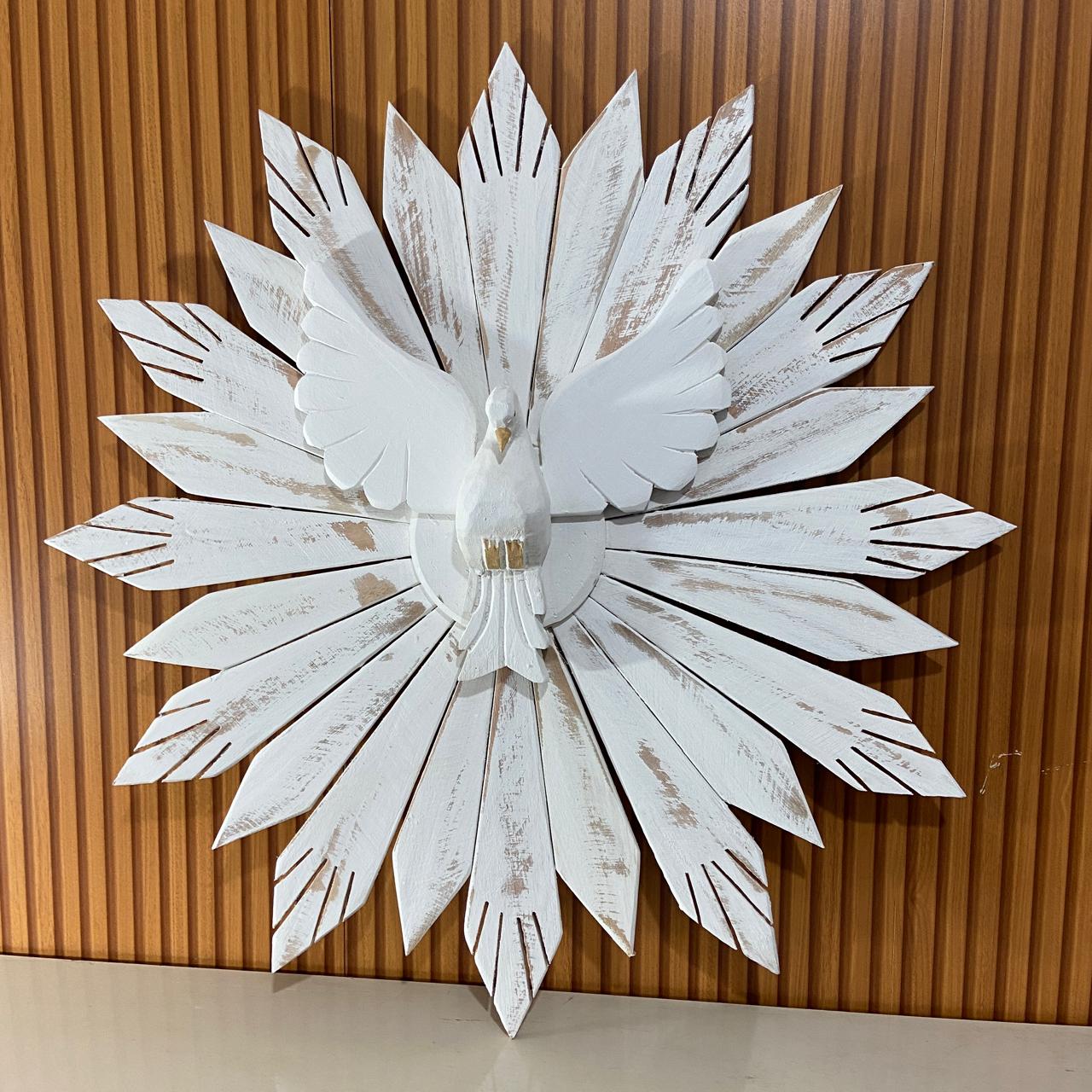 MANDALA MADEIRA BRANCA DIVINO ESPIRITO SANTO  75X71CM (1 UNIDADE)