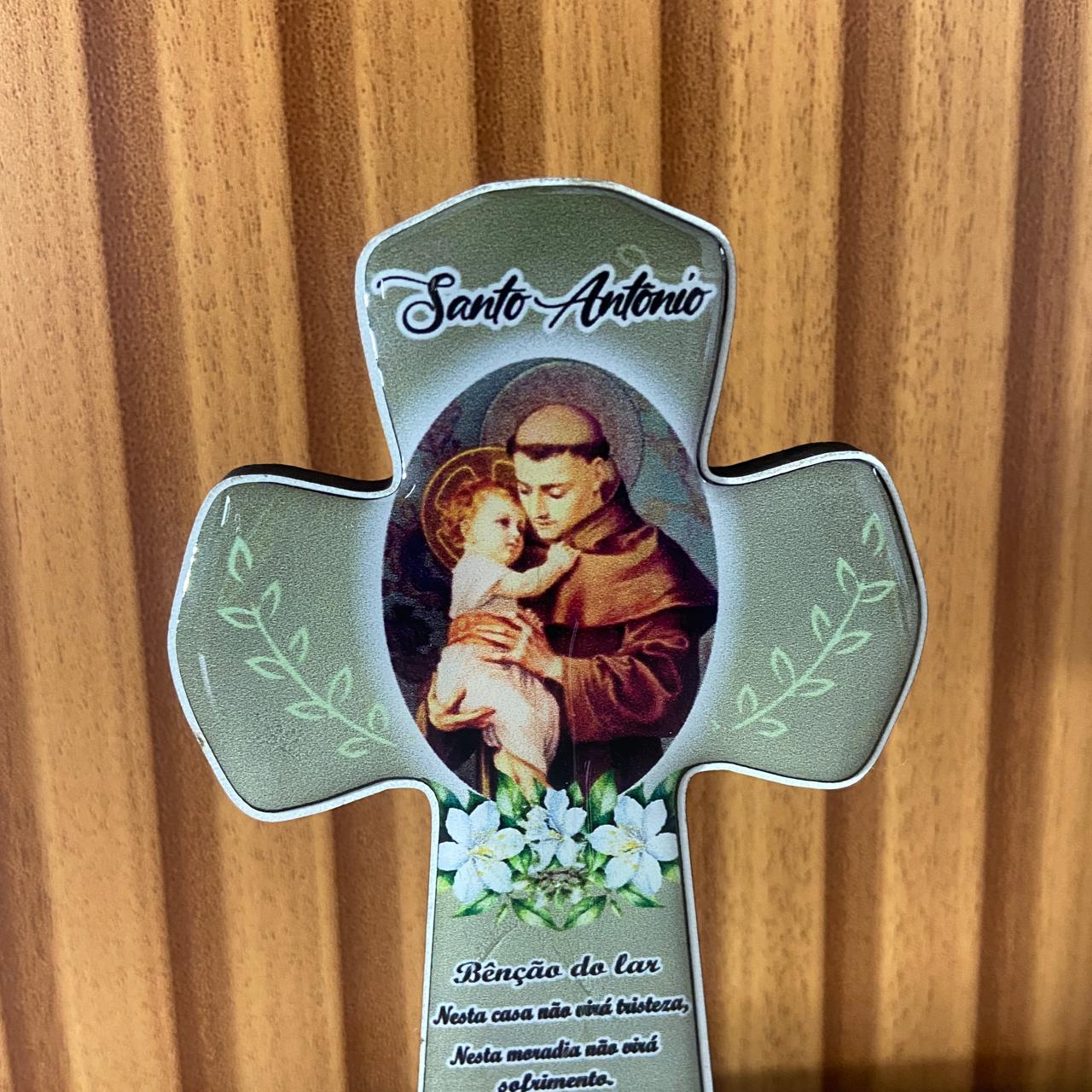 IMAGEM DE MESA MDF CRUZ RESINADA SANTO ANTÔNIO (1 UNIDADE)