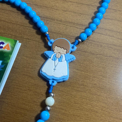 TERÇO DA CRIANÇA ANJO DA GUARDA AZUL 08MM (1 UNIDADE)