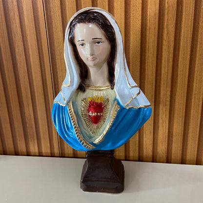 BUSTO DE GESSO IMACULADO CORAÇÃO DE MARIA 24CM (1 UNIDADE)
