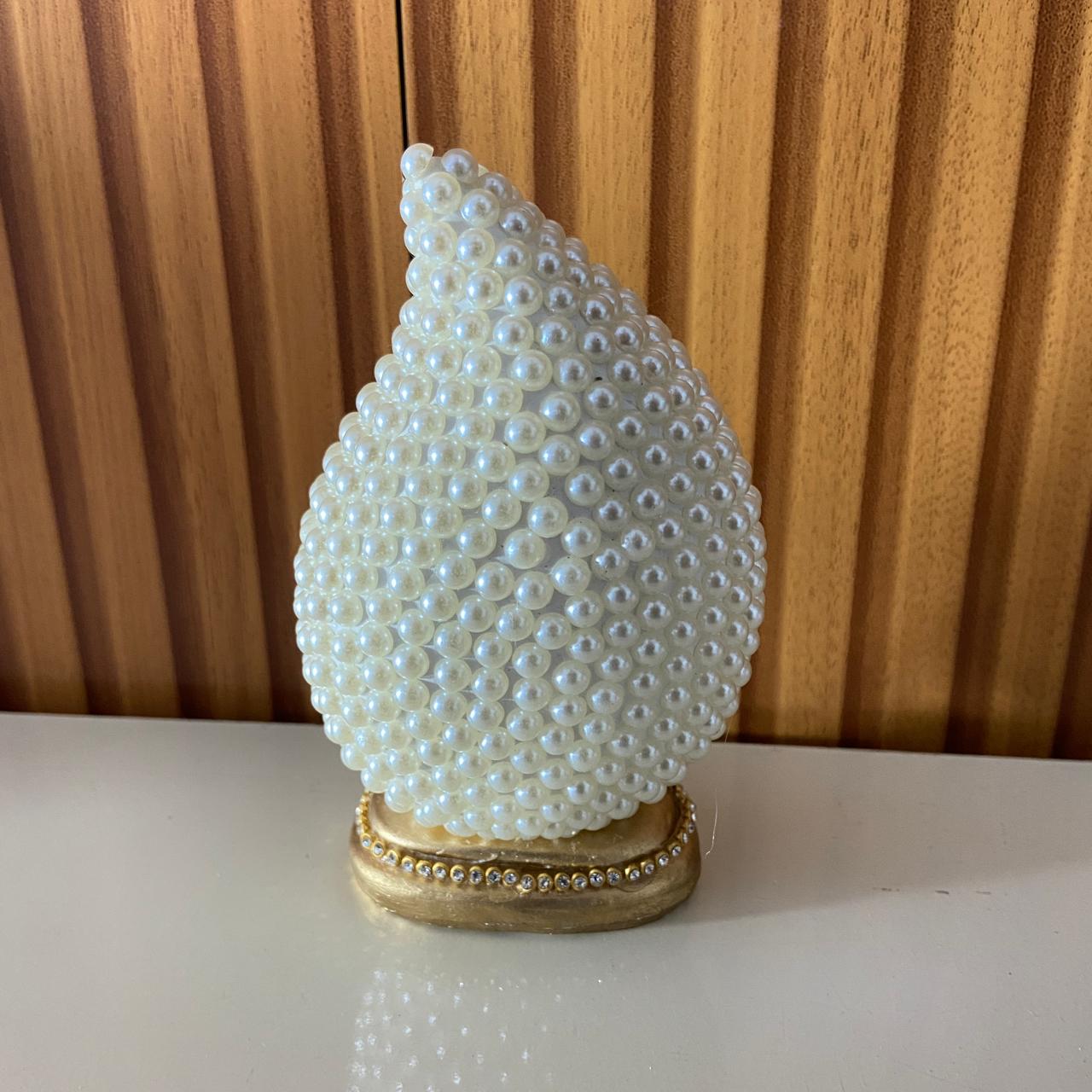 IMAGEM DE GESSO GOTA SAGRADA FAMÍLIA PÉROLA BRANCA COM STRASS 14CM (1 UNIDADE)