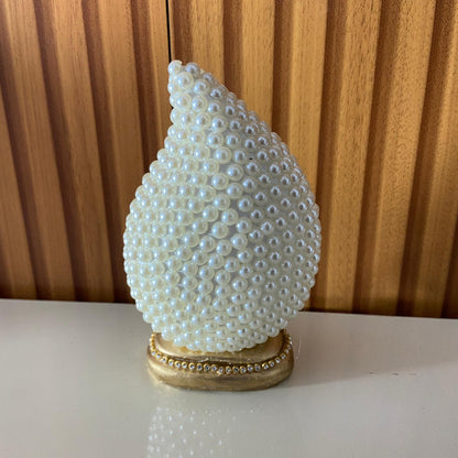 IMAGEM DE GESSO GOTA SAGRADA FAMÍLIA PÉROLA BRANCA COM STRASS 14CM (1 UNIDADE)