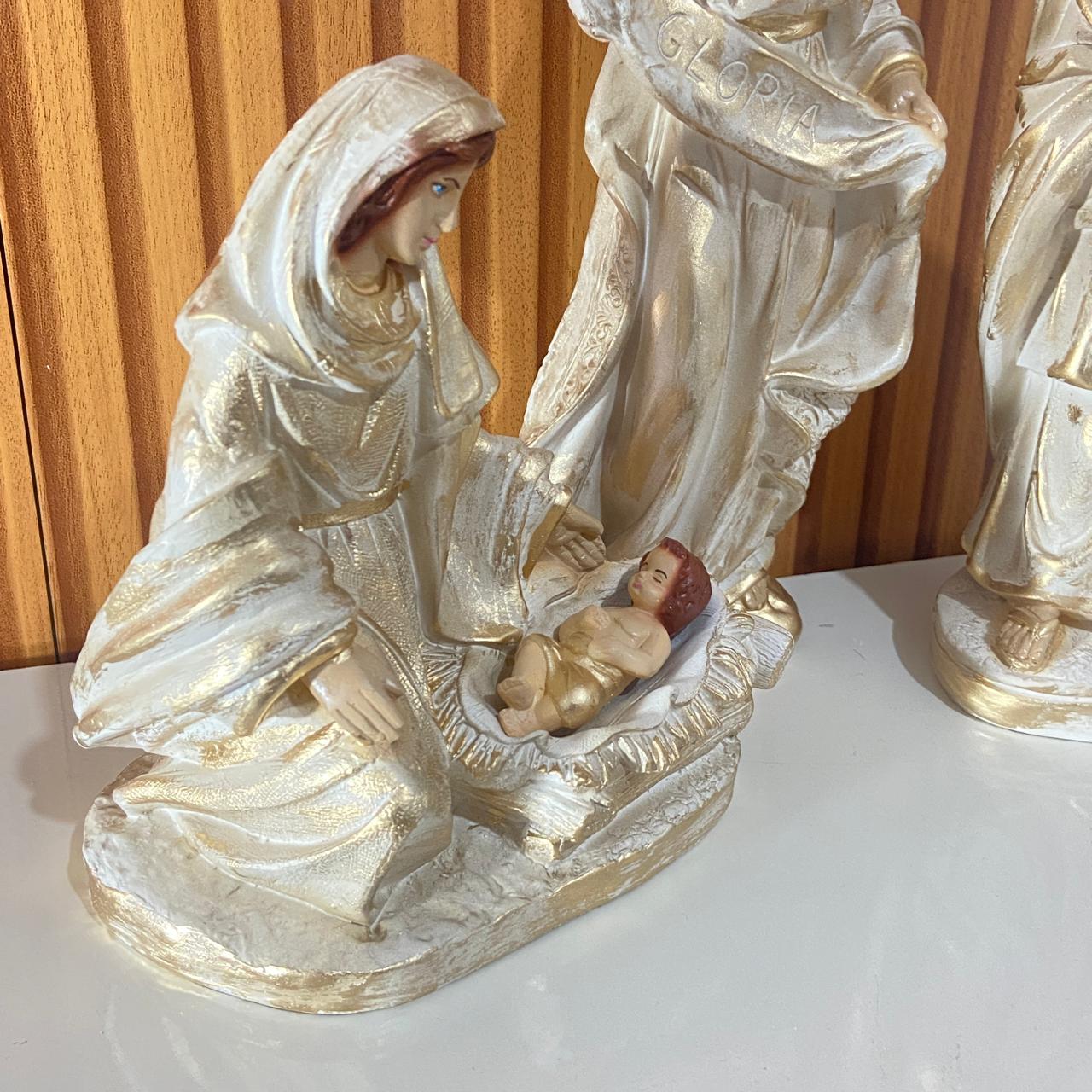 PRESÉPIO DE GESSO DOURADO 04 PEÇAS 30CM (1 UNIDADE)