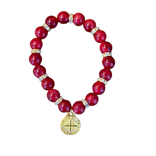 PULSEIRA PÉROLA MEDALHA DE SÃO BENTO 10MM MOD-9 (03 UNIDADES)