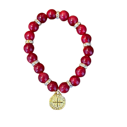 PULSEIRA PÉROLA MEDALHA DE SÃO BENTO 10MM MOD-9 (03 UNIDADES)