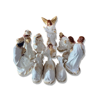 PRESÉPIO DE GESSO BRANCO  15 PEÇAS 15CM (1 UNIDADE)