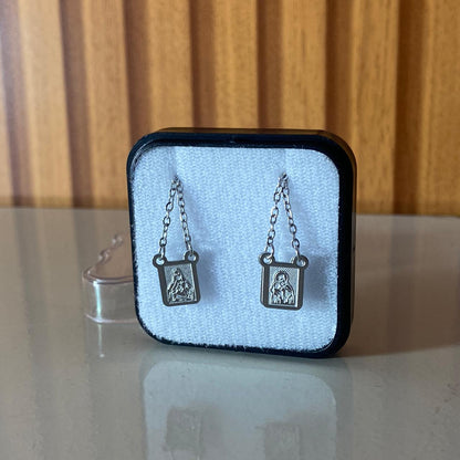 ESCAPULÁRIO INOX DUPLO SAGRADO CORAÇÃO DE JESUS E NOSSA SENHORA DO CARMO P (6 UNIDADES)