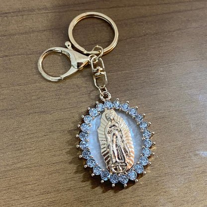 CHAVEIRO LUXO NOSSA SENHORA DE GUADALUPE MADREPÉROLA COM STRASS MOD2 (6 UNIDADES)