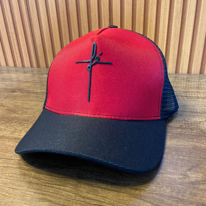BONÉ FÉ VERMELHO E PRETO  (1 UNIDADES)