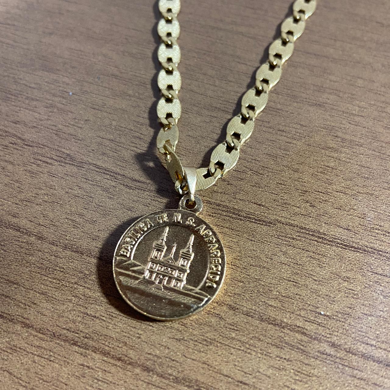 CORRENTE DOURADA NOSSA SENHORA APARECIDA E BASÍLICA ( 1 UNIDADE)