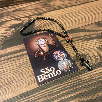 TERÇO DE MADEIRA PRETA SÃO BENTO 06MM  (3 UNIDADES)