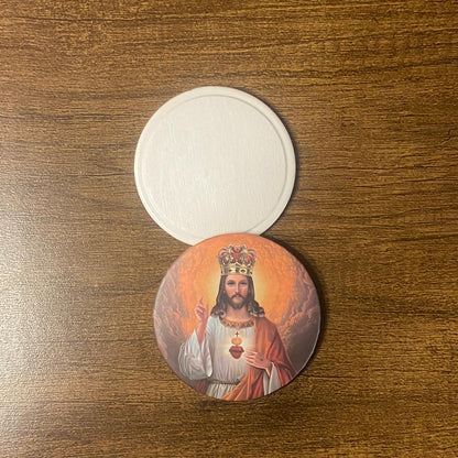 ESPELHO DE BOLSA SAGRADO CORAÇÃO DE JESUS ( 3 UNIDADES )