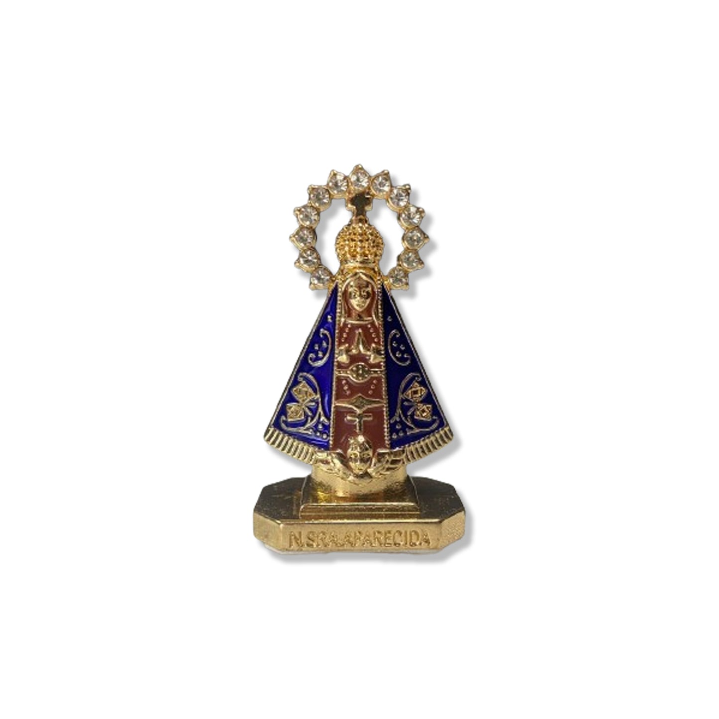 IMAGEM NOSSA SENHORA APARECIDA MARROM PARA CARRO COM STRASS (12 UNIDADES)