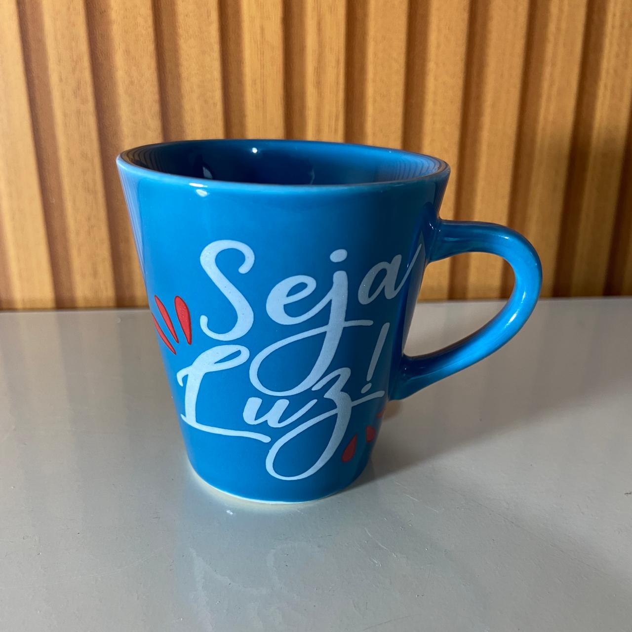 XÍCARA AZUL MOD2 SEJA LUZ 120ML (1 UNIDADE)