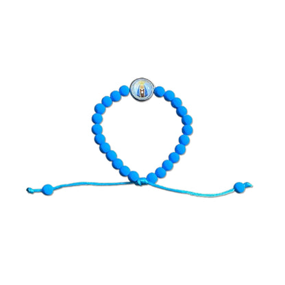 PULSEIRA AZUL REGULÁVEL COM MEDALHA RESINADA NOSSA SENHORA APARECIDA (6 UNIDADES)