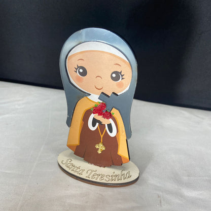 IMAGEM MDF INFANTIL SANTA TERESINHA COM ACRÍLICO 12CM (1 UNIDADE)