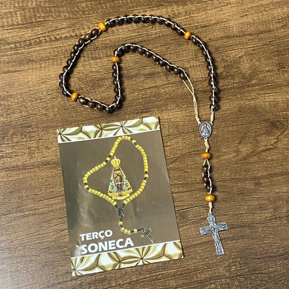 TERÇO DE MADEIRA SONECA NOSSA SENHORA APARECIDA 8MM(1 UNIDADE)