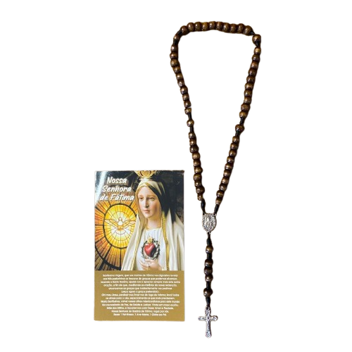 TERÇO DE MADEIRA NOSSA SENHORA DE FÁTIMA 8MM (1 UNIDADE)