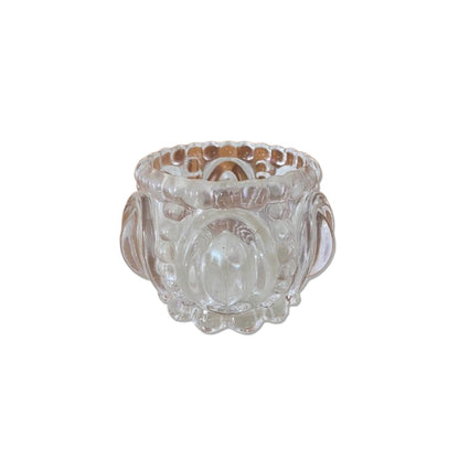 CASTIÇAL DE VIDRO DETALHADO 6,5CM (1 UNIDADE)