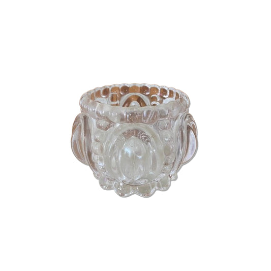 CASTIÇAL DE VIDRO DETALHADO 6,5CM (1 UNIDADE)